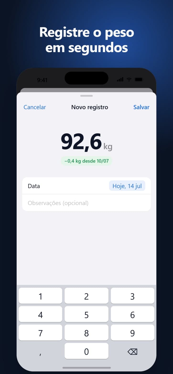 Registre o peso em segundos